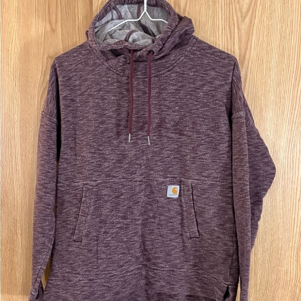 Carhartt Women's Maroon Heather Cowl Neck Hoodie Sweatshirt